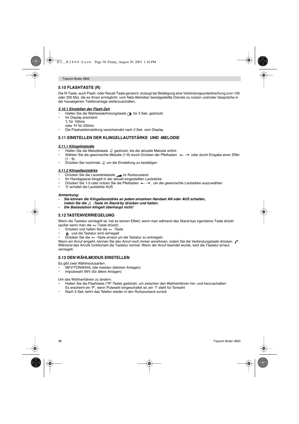 Topcom Butler 2800 User Manual | Page 38 / 44