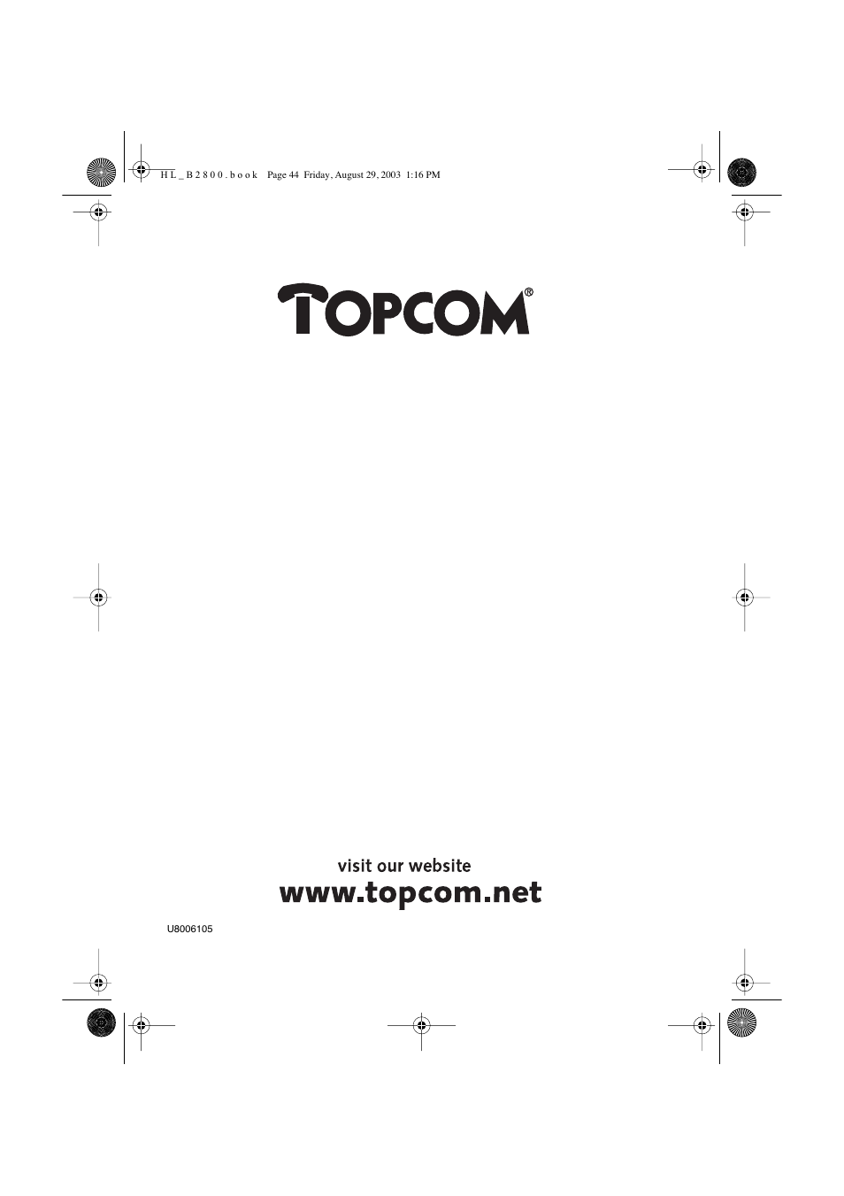 Topcom Butler 2800 User Manual | Page 44 / 44