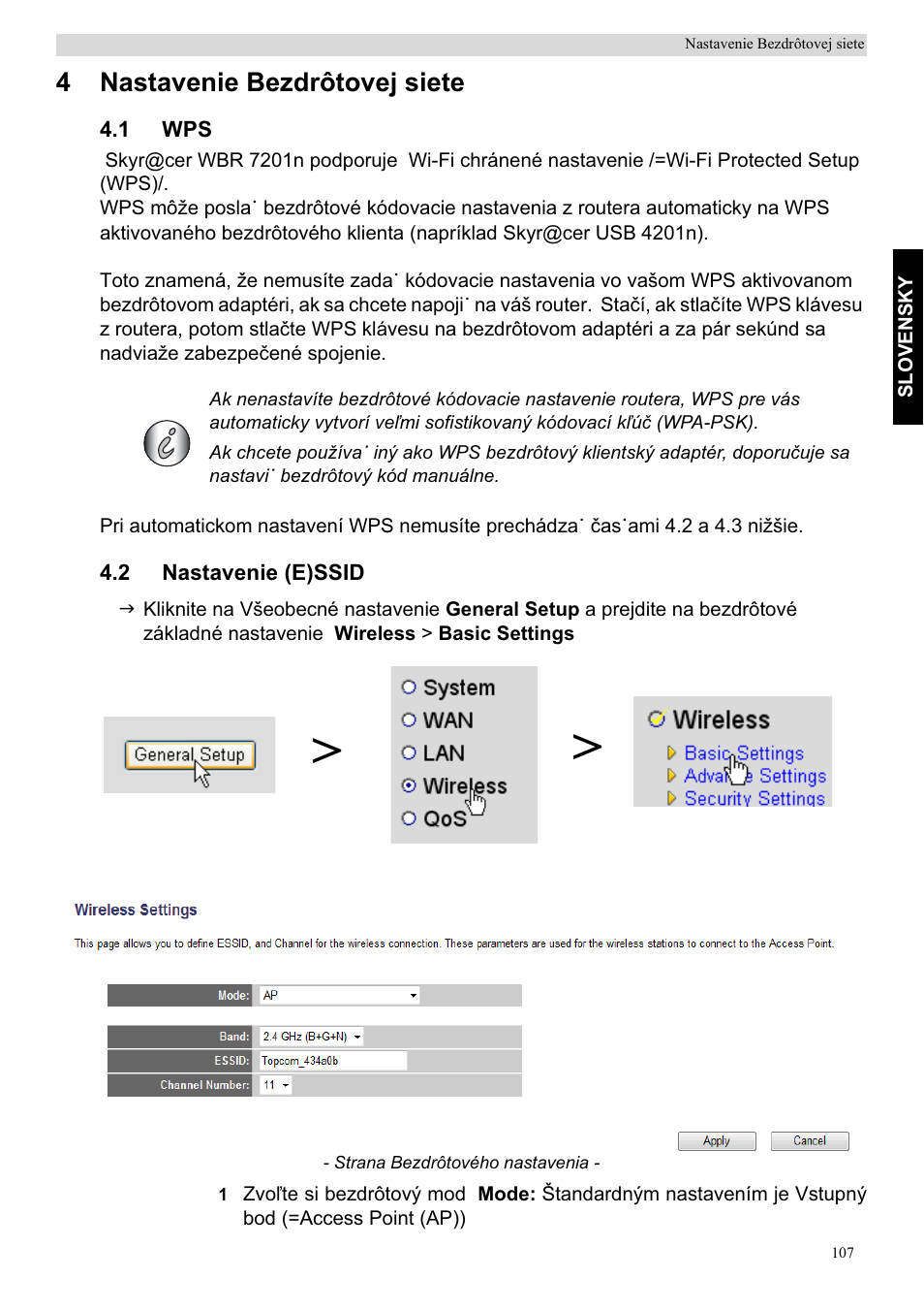 4nastavenie bezdrôtovej siete | Topcom Skyr@cer WBR 7201 N User Manual | Page 113 / 120