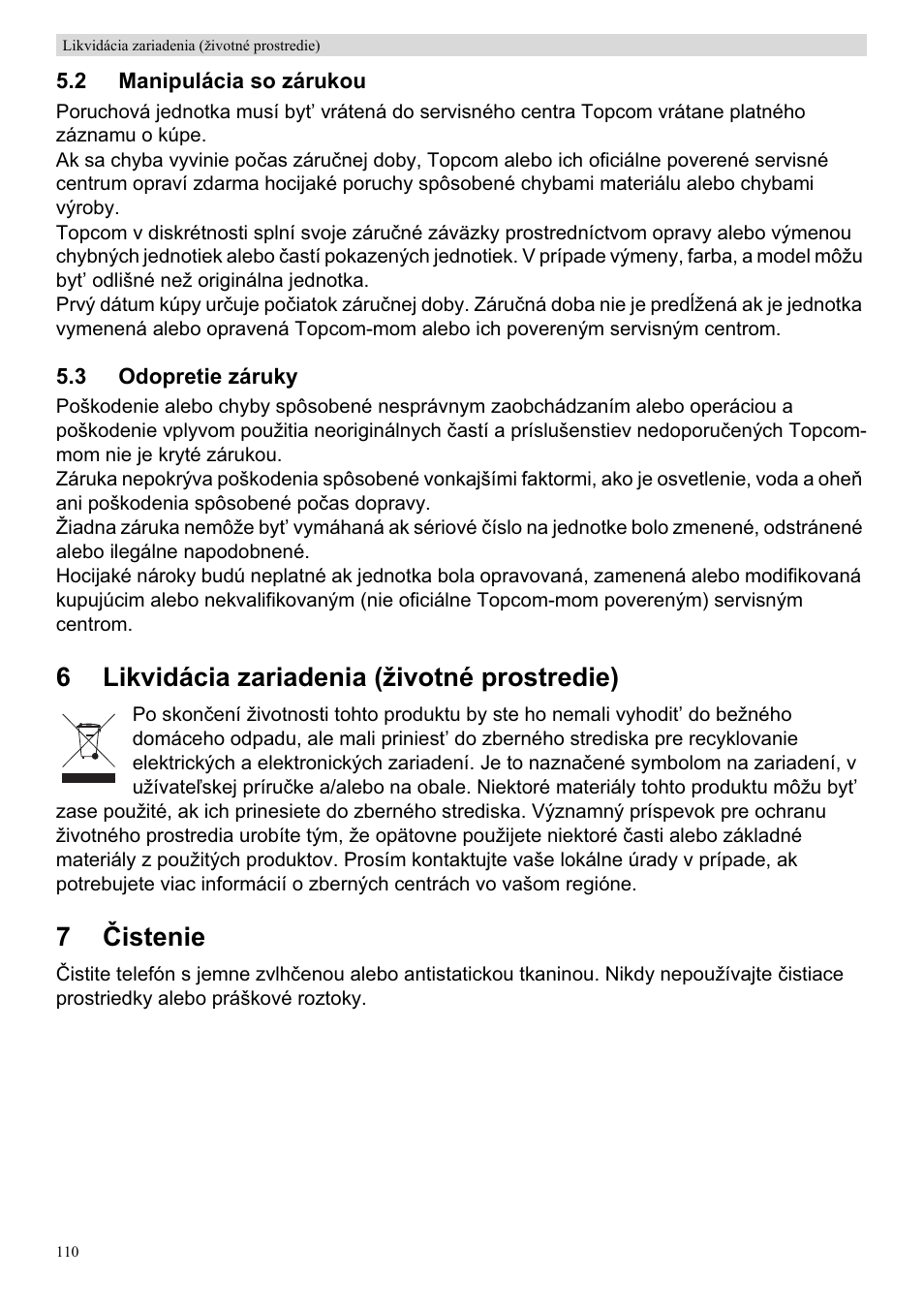 6likvidácia zariadenia (životné prostredie), 7ýistenie | Topcom Skyr@cer WBR 7201 N User Manual | Page 116 / 120