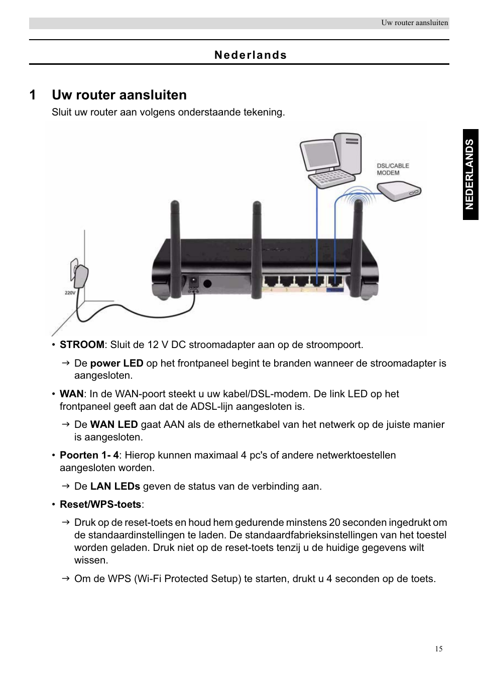 1uw router aansluiten | Topcom Skyr@cer WBR 7201 N User Manual | Page 21 / 120
