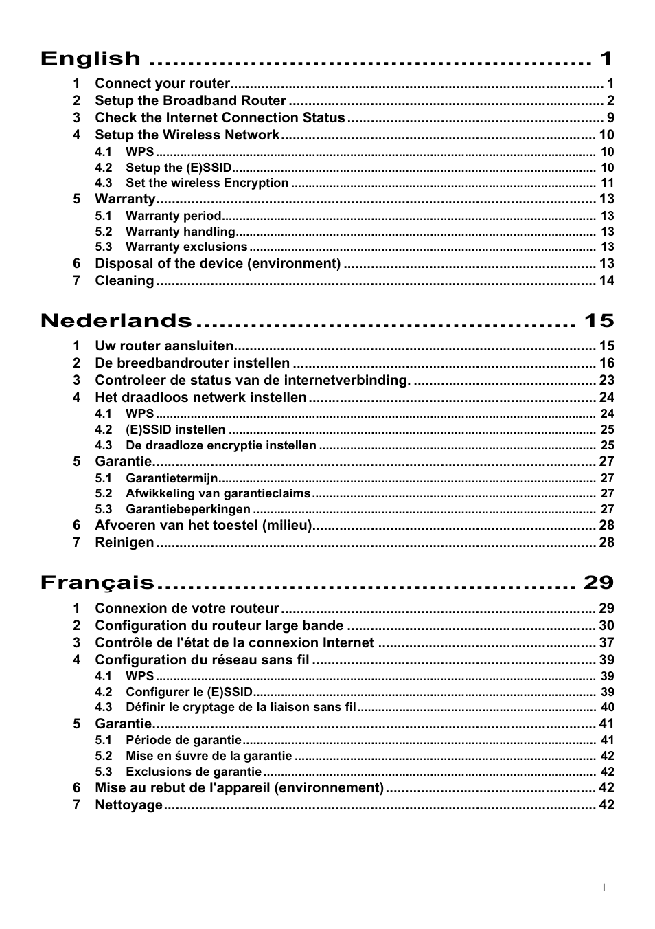 English, Nederlands, Français | Topcom Skyr@cer WBR 7201 N User Manual | Page 3 / 120