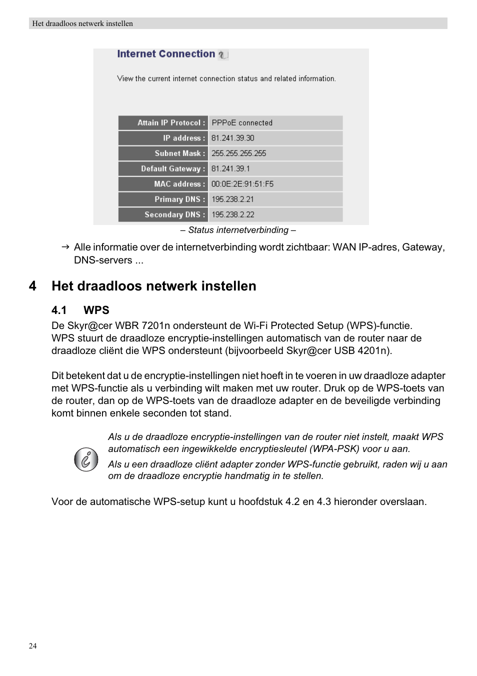 4het draadloos netwerk instellen | Topcom Skyr@cer WBR 7201 N User Manual | Page 30 / 120