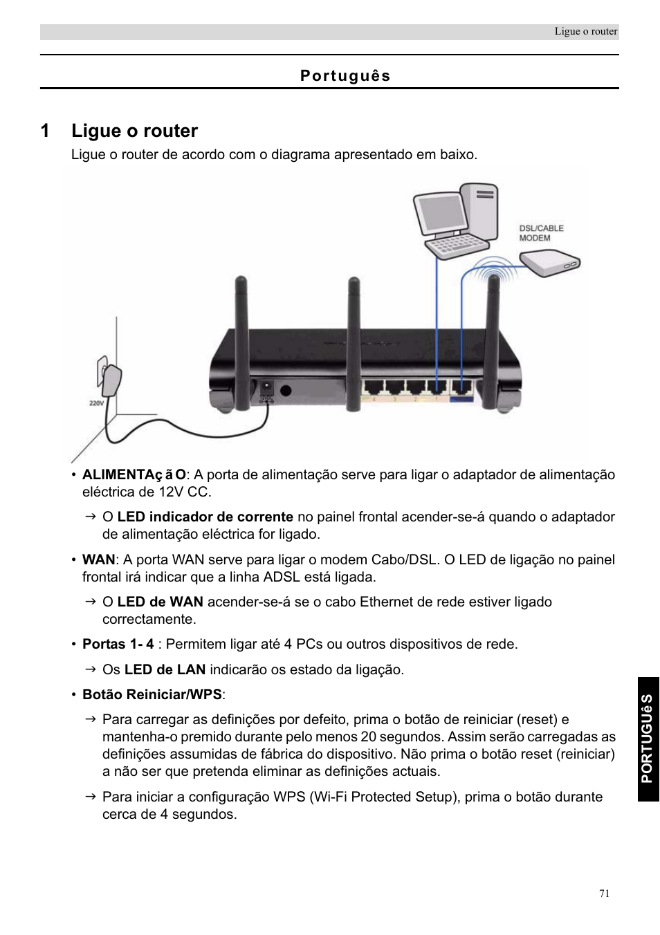 1ligue o router | Topcom Skyr@cer WBR 7201 N User Manual | Page 77 / 120