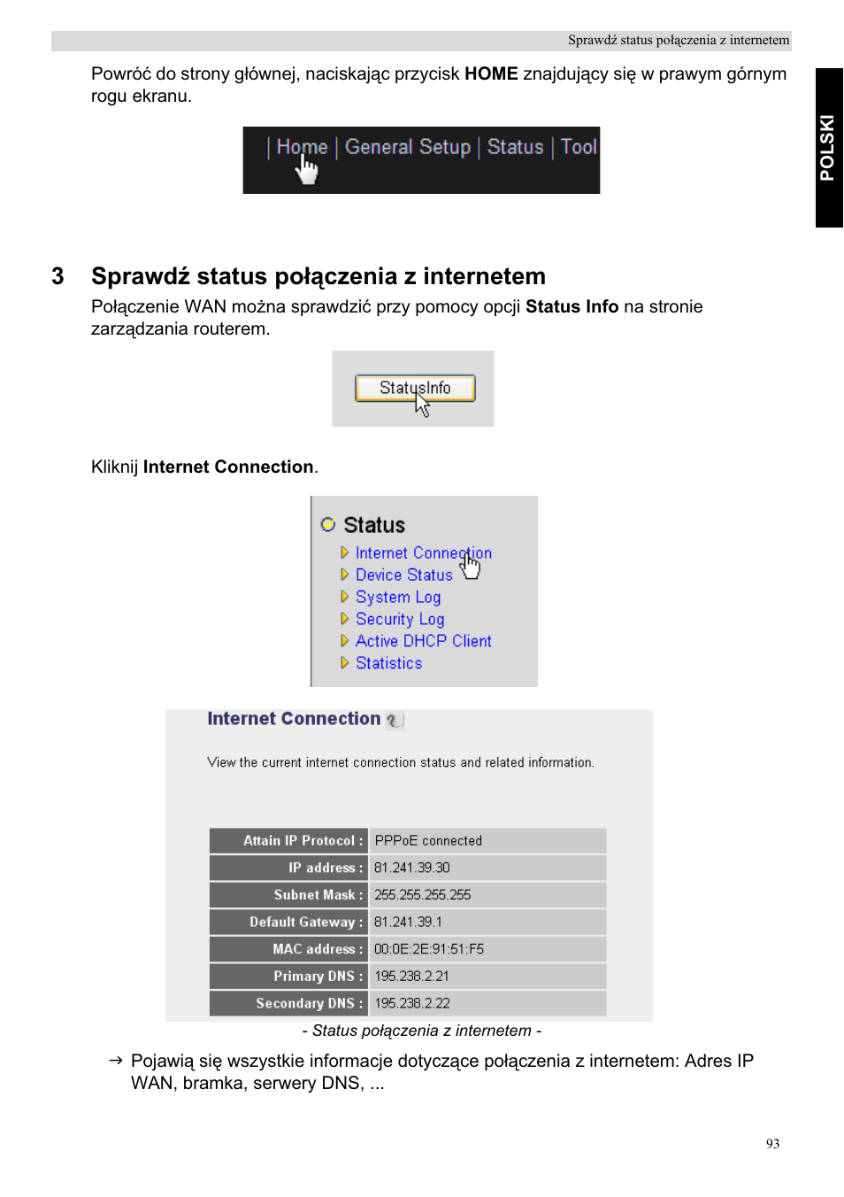 3sprawdĩ status poáączenia z internetem | Topcom Skyr@cer WBR 7201 N User Manual | Page 99 / 120
