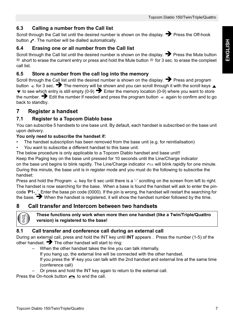 Topcom DIABLO 150 User Manual | Page 7 / 11