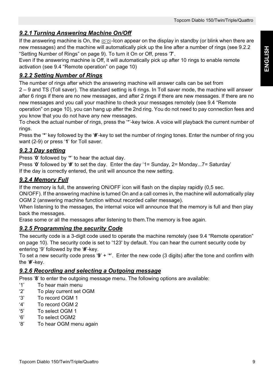 Topcom DIABLO 150 User Manual | Page 9 / 11