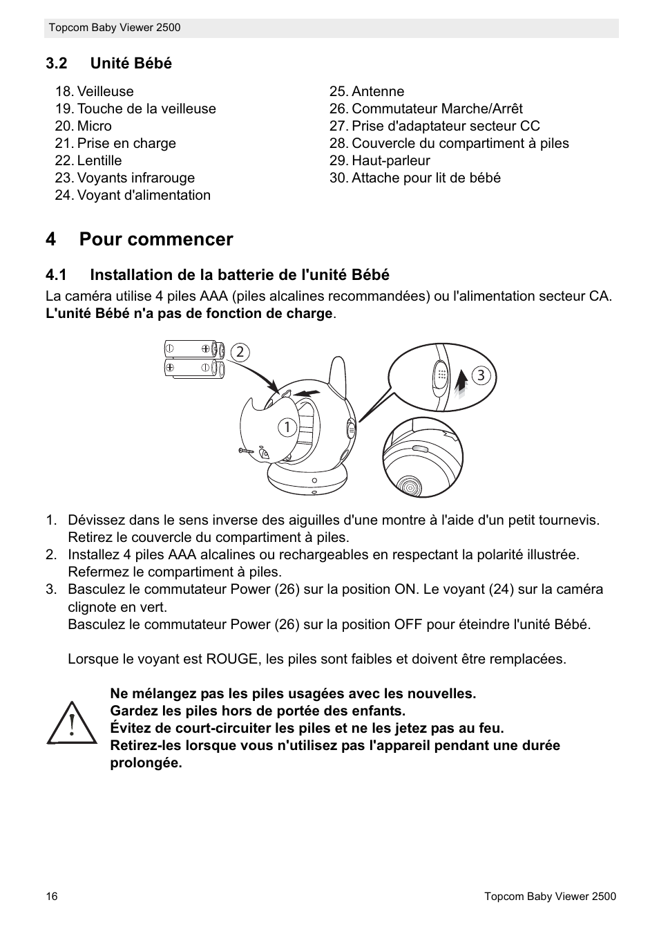 4pour commencer | Topcom 2500 User Manual | Page 16 / 104