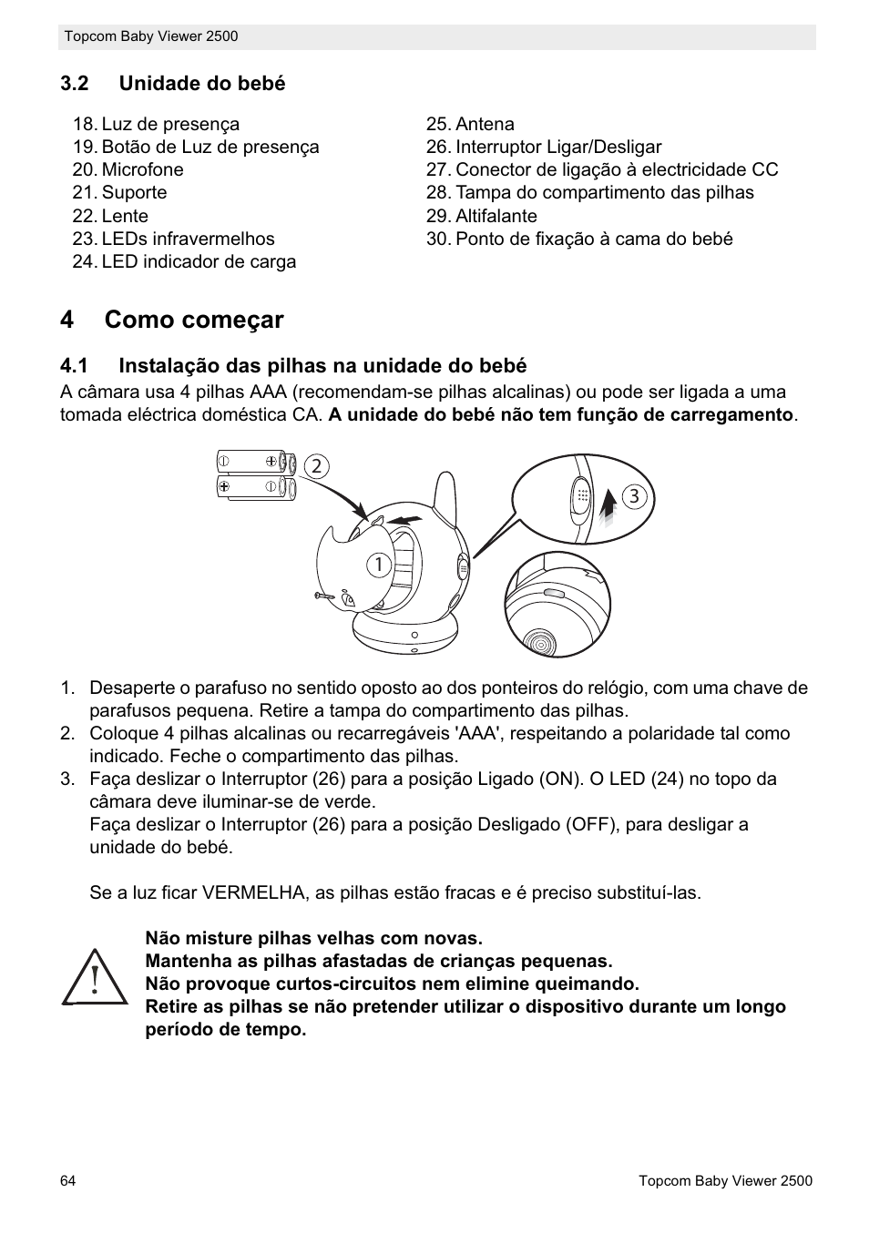 4como começar | Topcom 2500 User Manual | Page 64 / 104