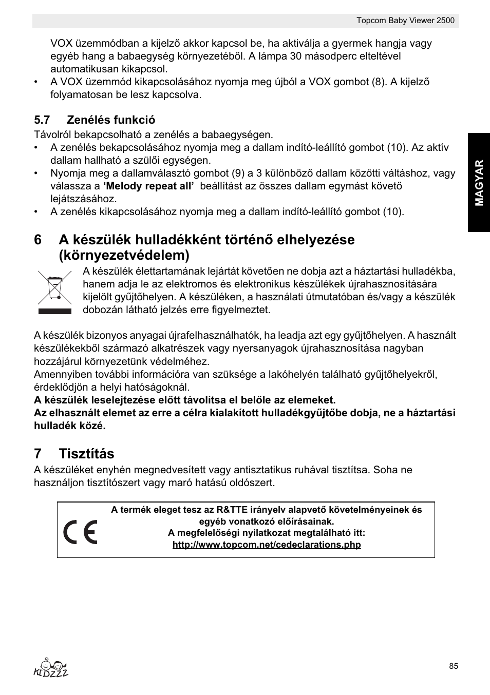 7tisztítás | Topcom 2500 User Manual | Page 85 / 104