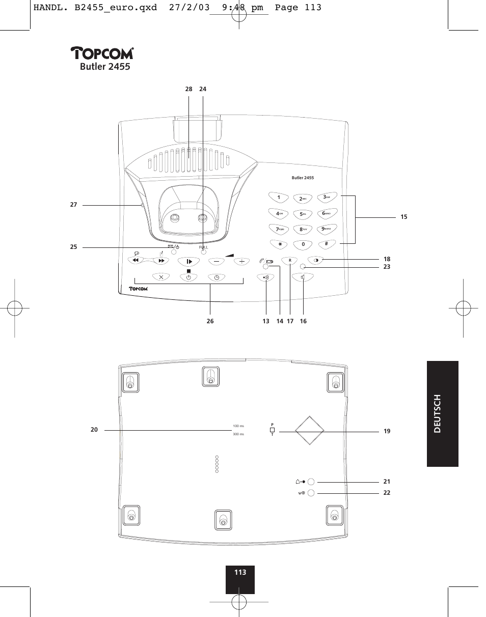 Butler 2455, Deutsch | Topcom BUTLER 2455 User Manual | Page 113 / 180