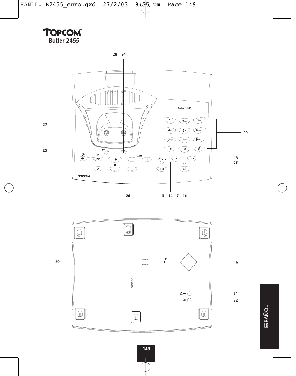 Butler 2455, Español | Topcom BUTLER 2455 User Manual | Page 149 / 180