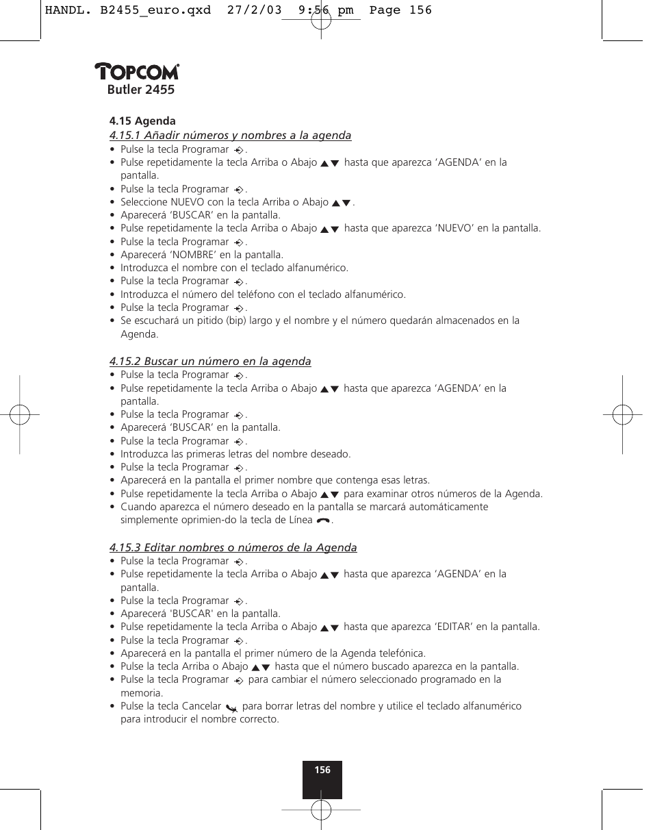 Butler 2455 | Topcom BUTLER 2455 User Manual | Page 156 / 180