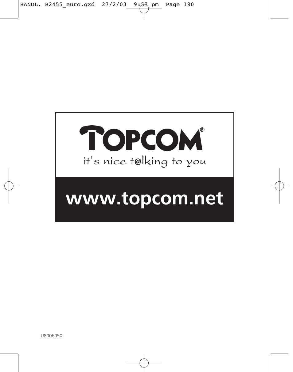 Topcom BUTLER 2455 User Manual | Page 180 / 180