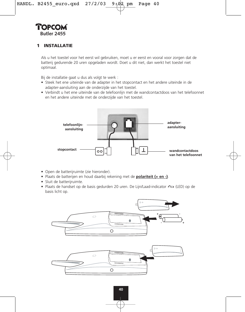 Butler 2455 | Topcom BUTLER 2455 User Manual | Page 40 / 180