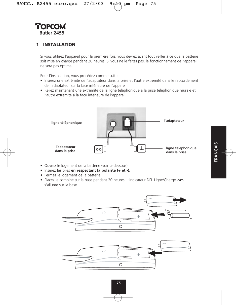 Butler 2455 | Topcom BUTLER 2455 User Manual | Page 75 / 180