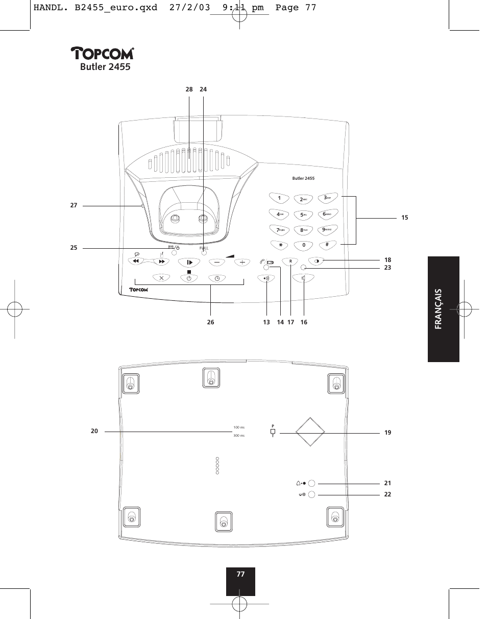 Butler 2455, Français | Topcom BUTLER 2455 User Manual | Page 77 / 180