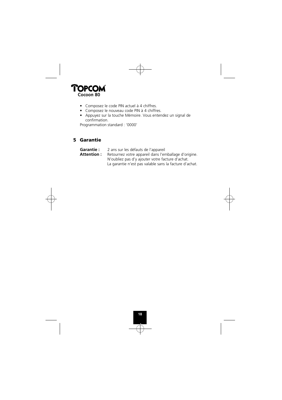 Topcom COCOON 80 User Manual | Page 18 / 35