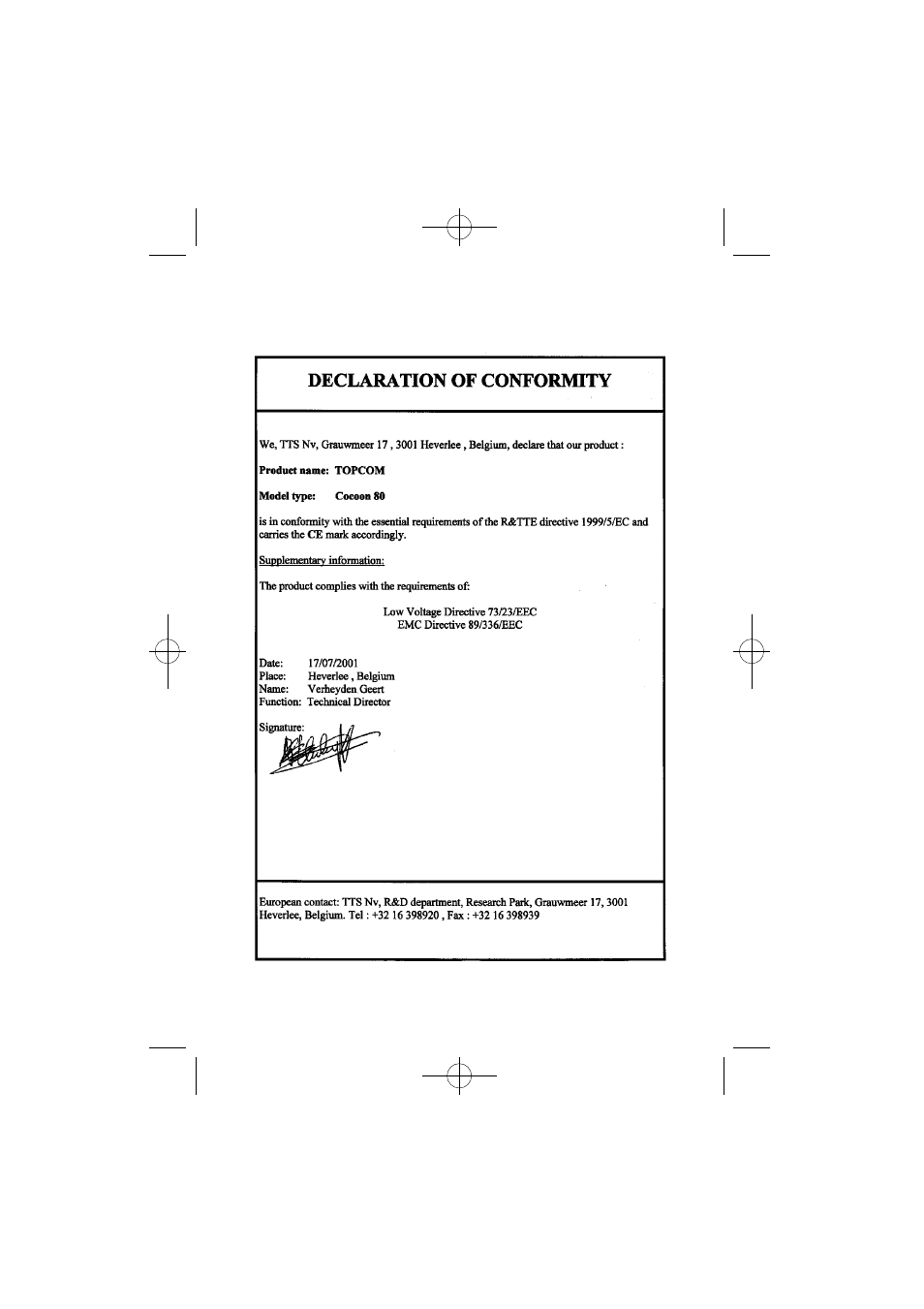 Topcom COCOON 80 User Manual | Page 2 / 35