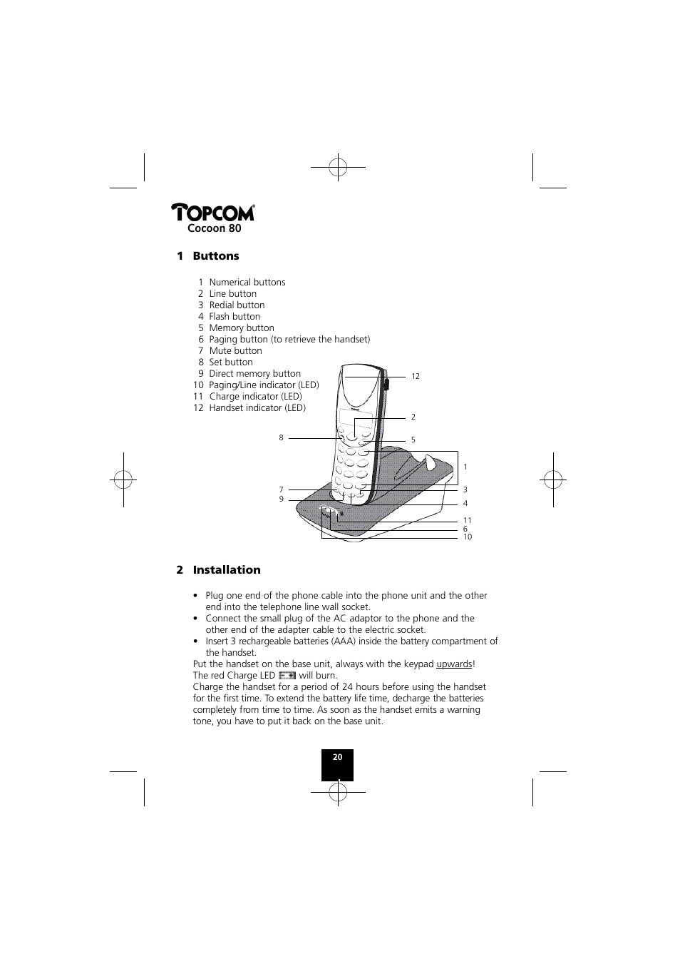 Topcom COCOON 80 User Manual | Page 20 / 35
