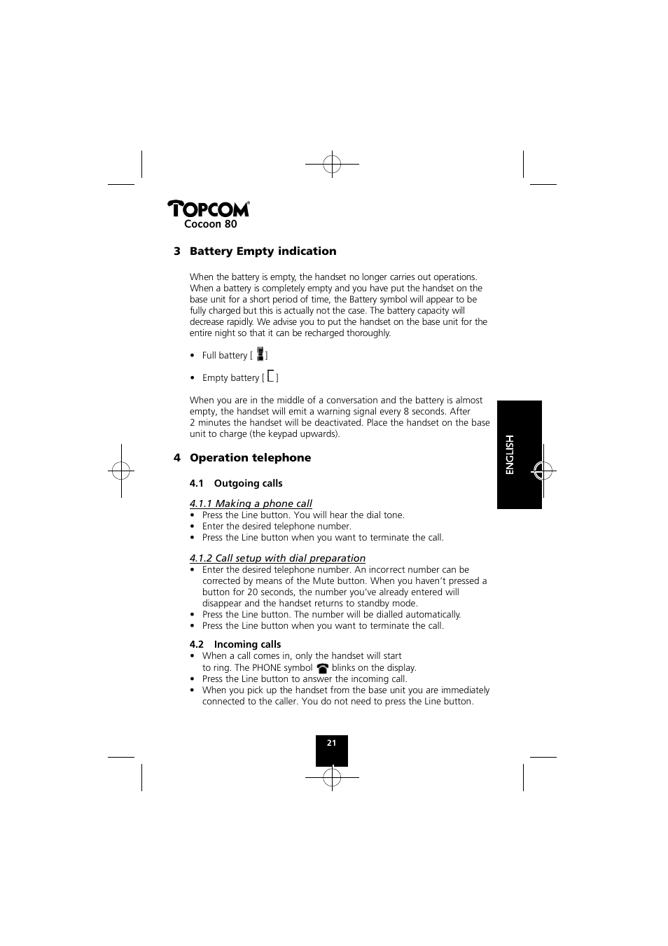 Topcom COCOON 80 User Manual | Page 21 / 35