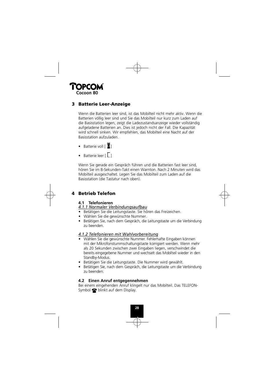 Topcom COCOON 80 User Manual | Page 28 / 35