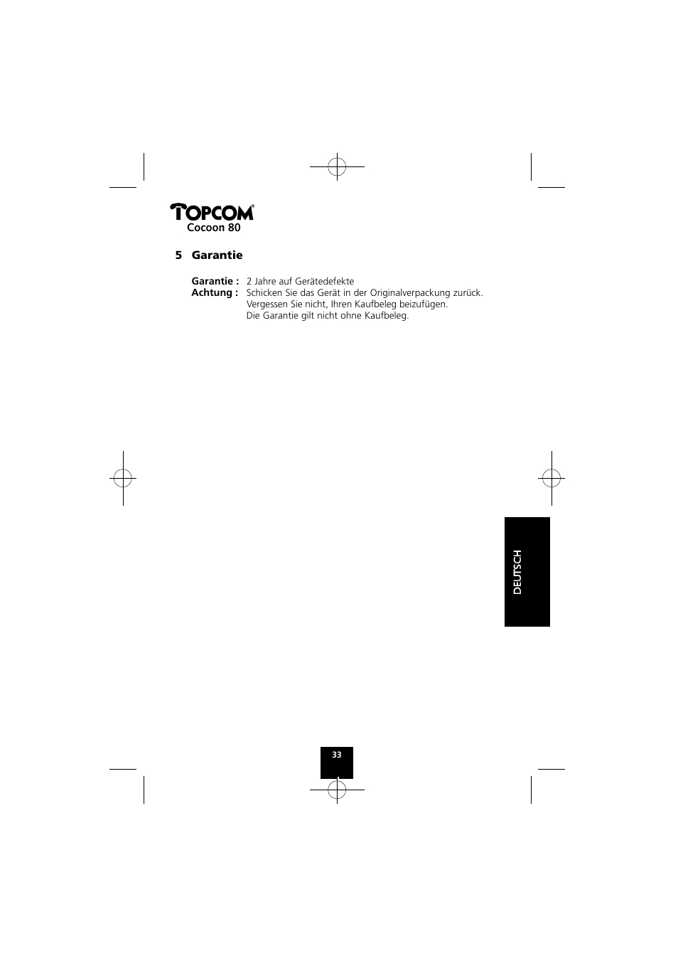 Topcom COCOON 80 User Manual | Page 33 / 35