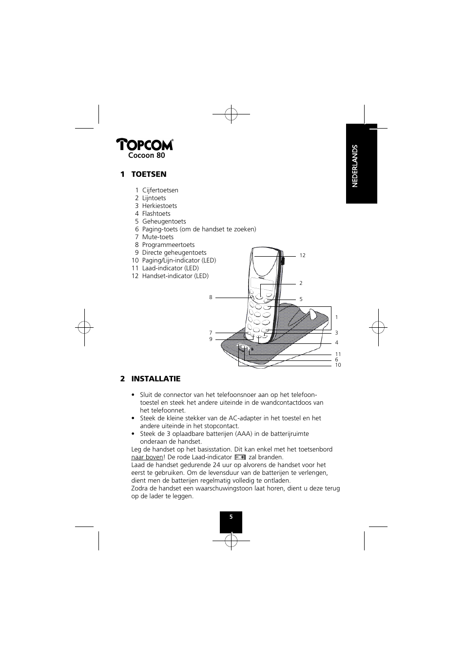 Topcom COCOON 80 User Manual | Page 5 / 35