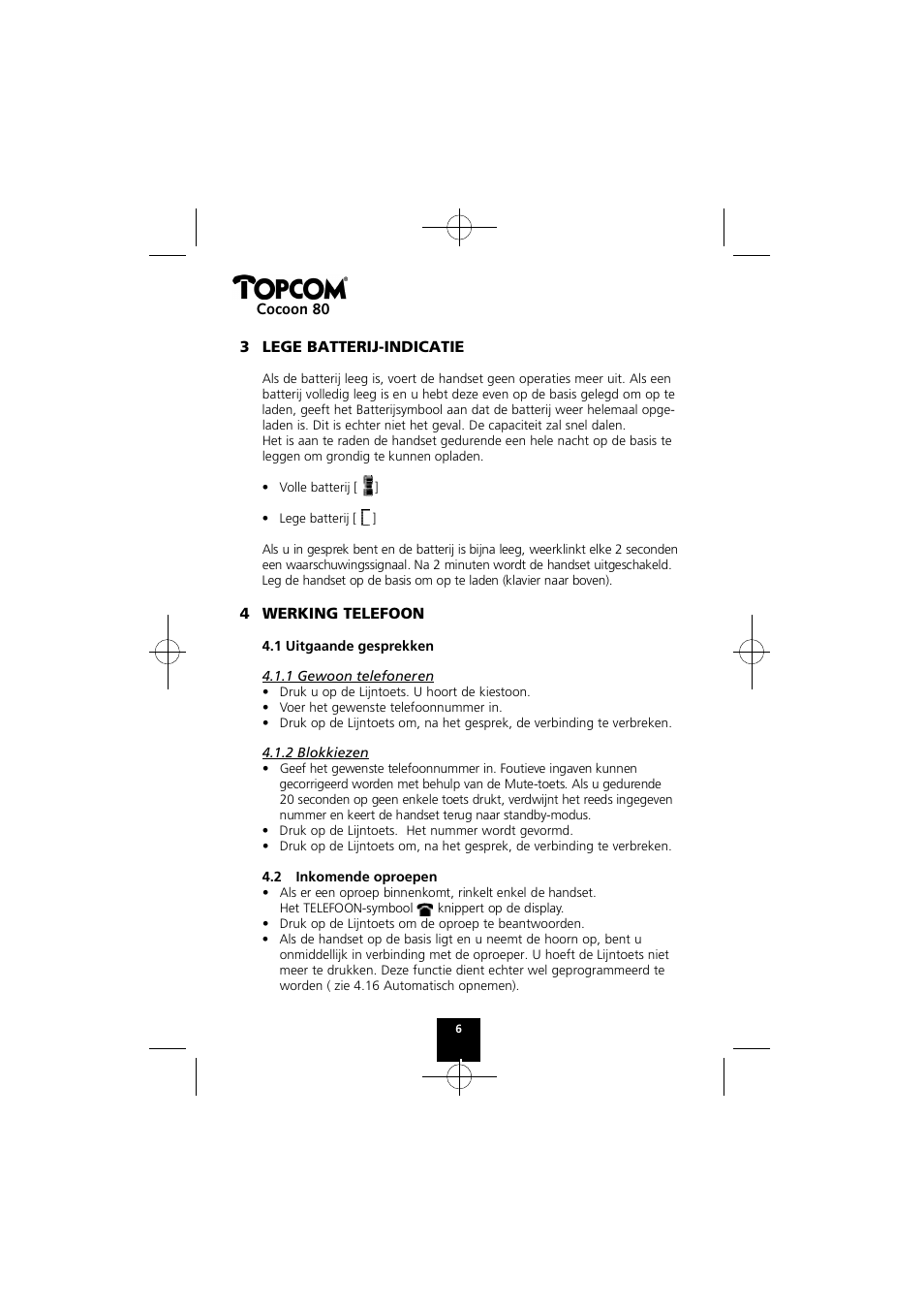 Topcom COCOON 80 User Manual | Page 6 / 35