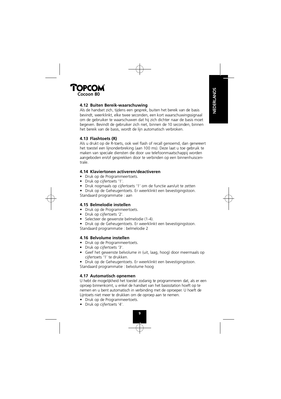 Topcom COCOON 80 User Manual | Page 9 / 35