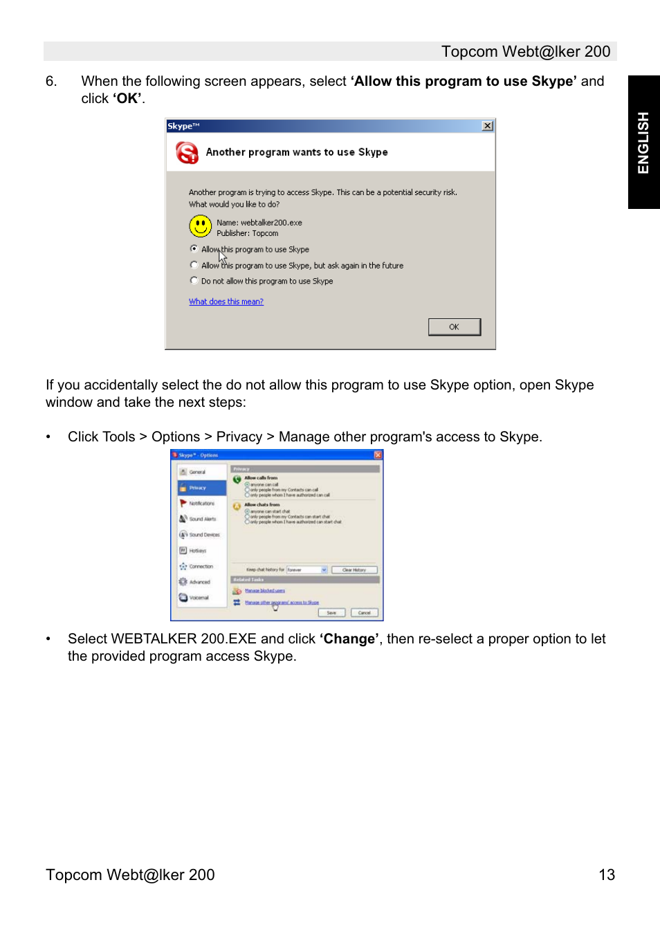 Topcom Webtalker V 1.0 User Manual | Page 13 / 21