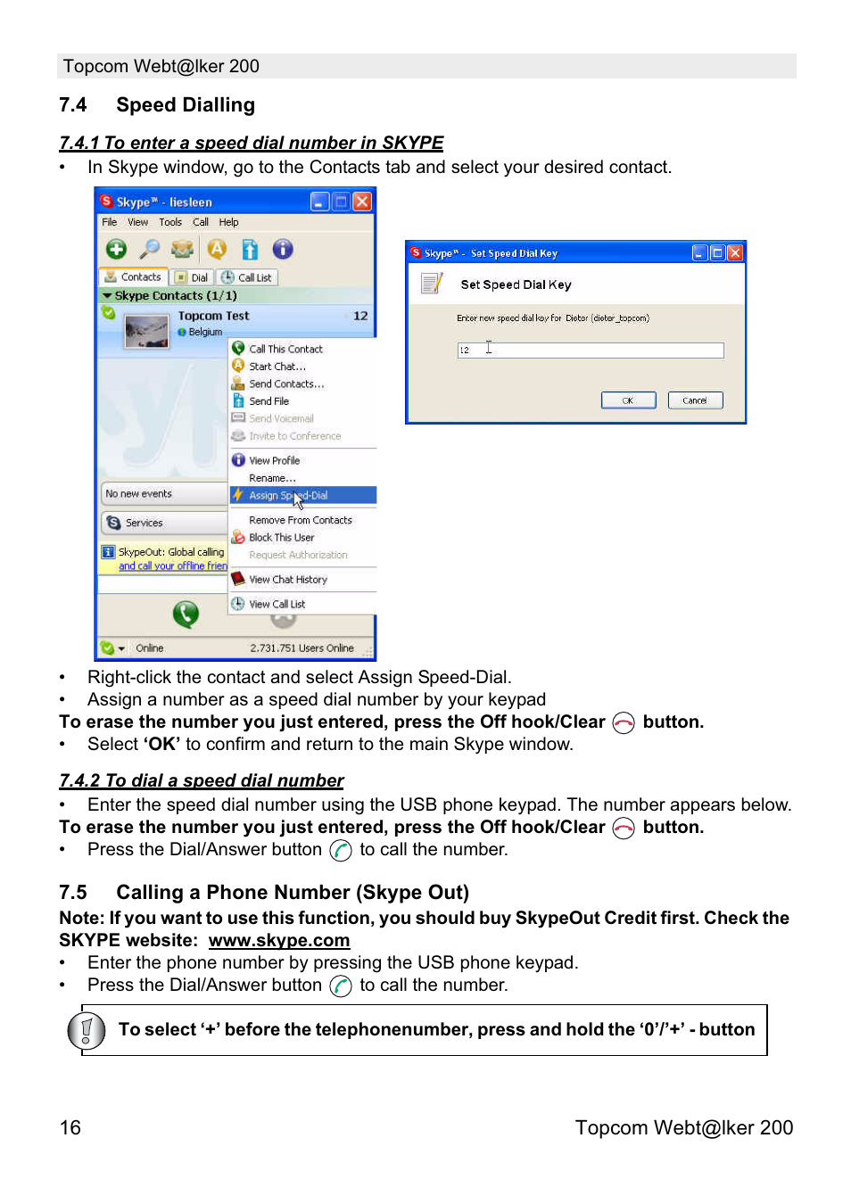 Topcom Webtalker V 1.0 User Manual | Page 16 / 21