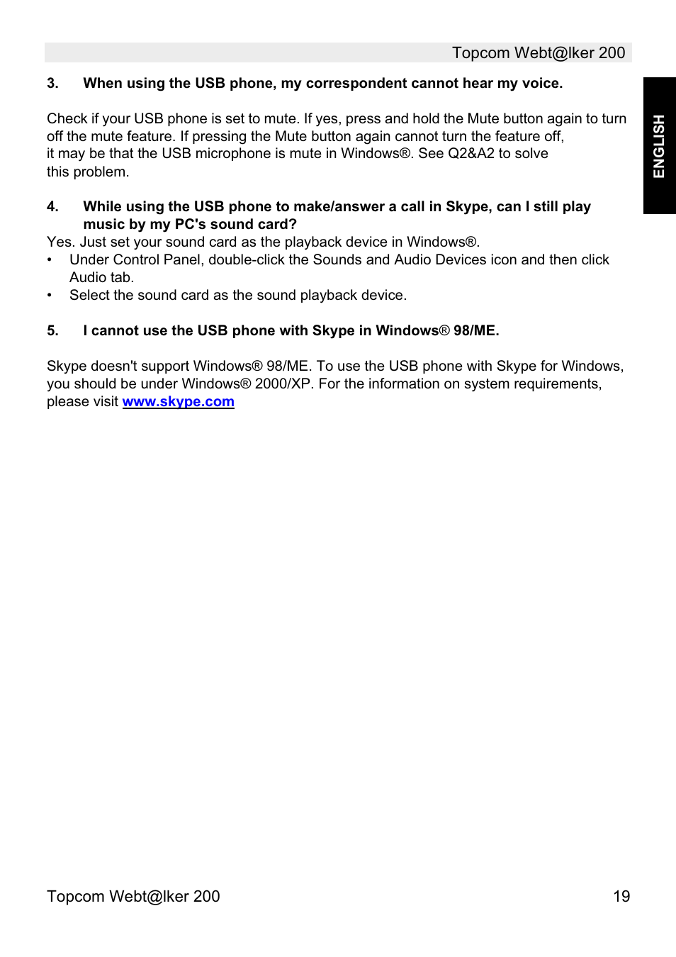 Topcom Webtalker V 1.0 User Manual | Page 19 / 21