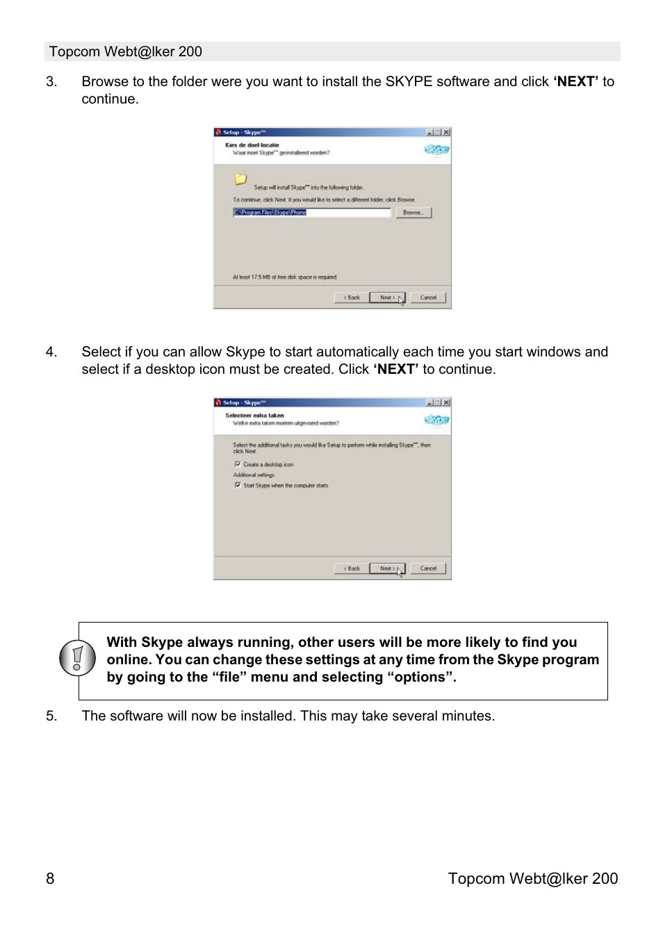 Topcom Webtalker V 1.0 User Manual | Page 8 / 21