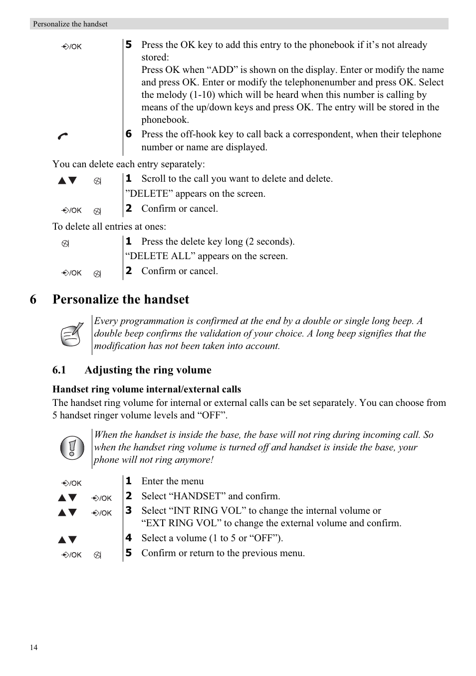 6personalize the handset | Topcom Balance User Manual | Page 14 / 28