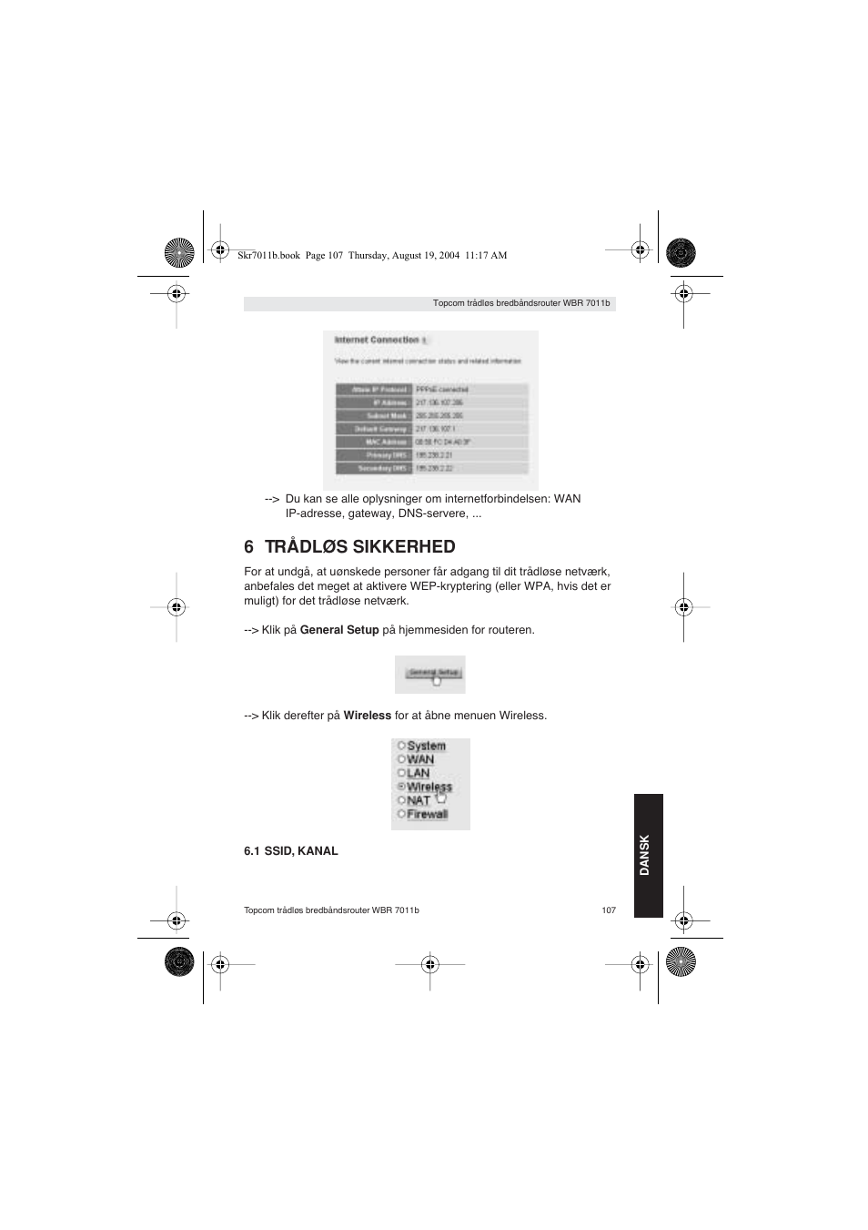 6 trådløs sikkerhed | Topcom WBR 7011 B User Manual | Page 107 / 228