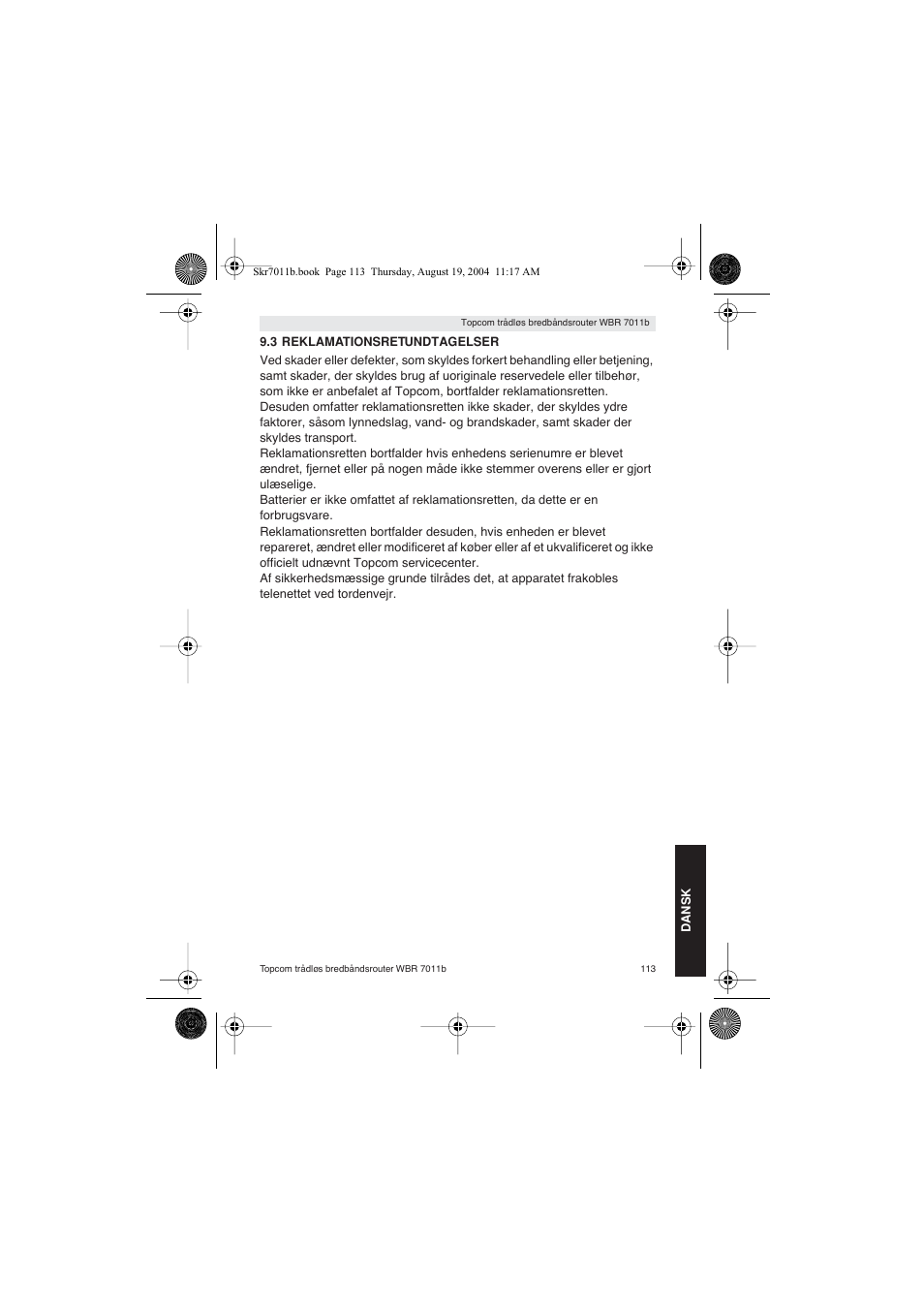 Topcom WBR 7011 B User Manual | Page 113 / 228