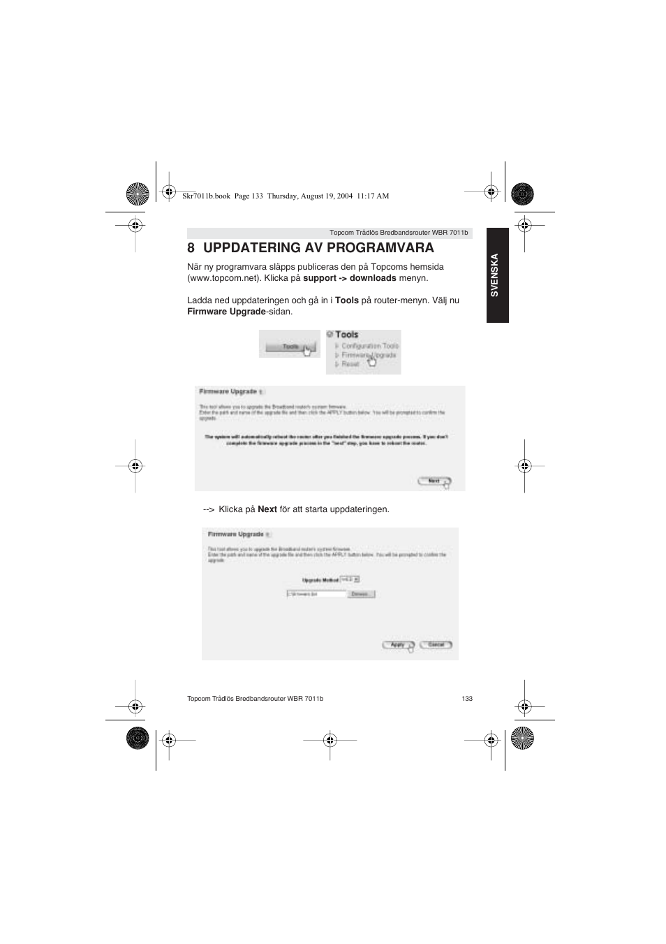 8 uppdatering av programvara | Topcom WBR 7011 B User Manual | Page 133 / 228