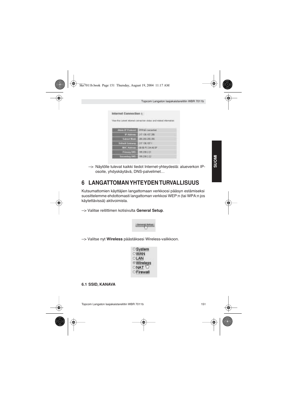 6 langattoman yhteyden turvallisuus | Topcom WBR 7011 B User Manual | Page 151 / 228