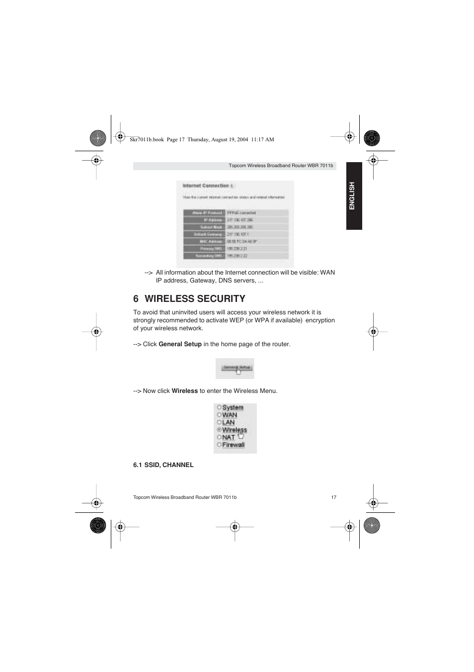 6 wireless security | Topcom WBR 7011 B User Manual | Page 17 / 228