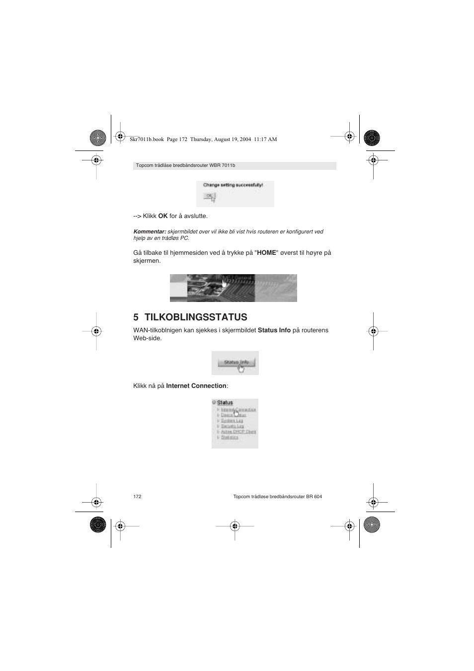 5 tilkoblingsstatus | Topcom WBR 7011 B User Manual | Page 172 / 228