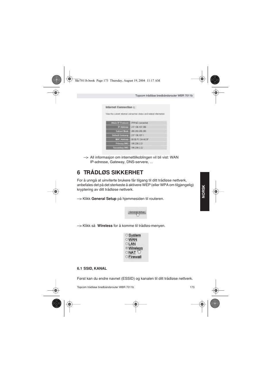 6 trådløs sikkerhet | Topcom WBR 7011 B User Manual | Page 173 / 228
