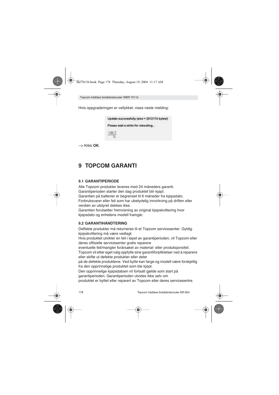 9 topcom garanti | Topcom WBR 7011 B User Manual | Page 178 / 228