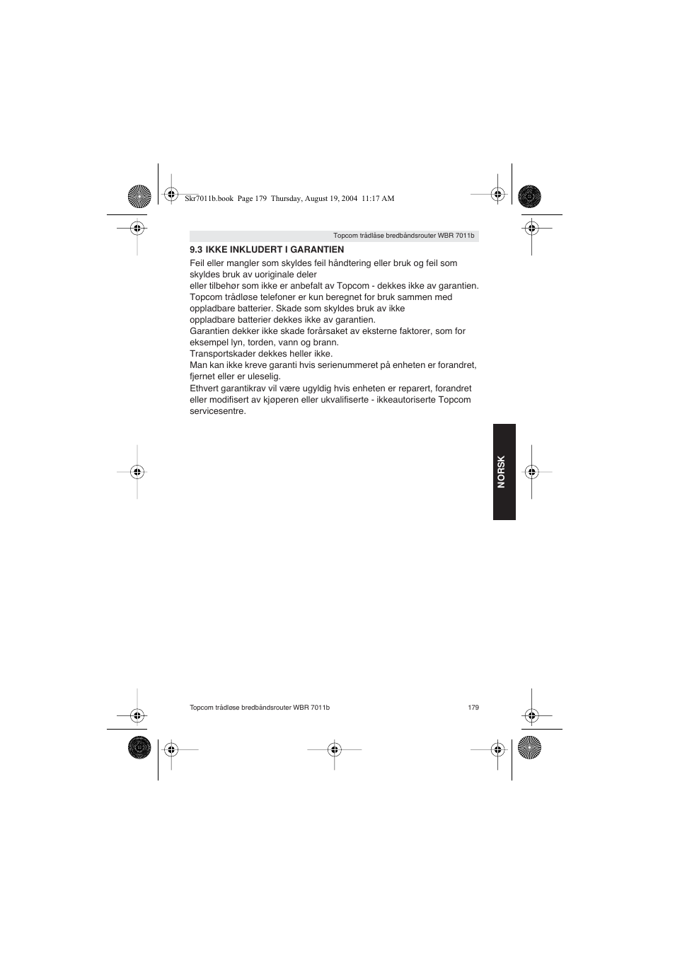 Topcom WBR 7011 B User Manual | Page 179 / 228