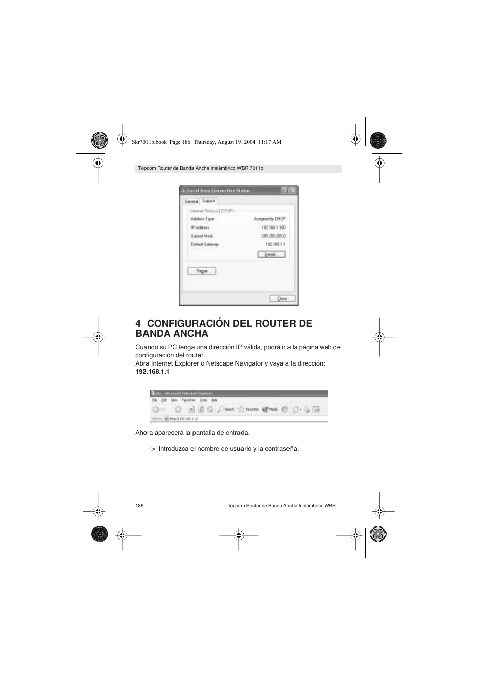 4 configuración del router de banda ancha | Topcom WBR 7011 B User Manual | Page 186 / 228