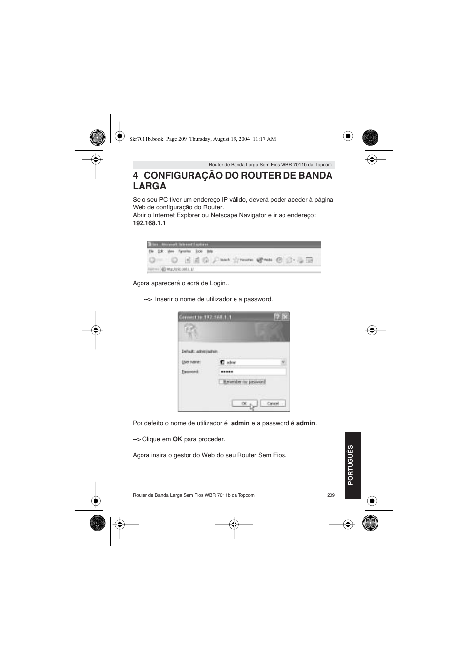 4 configuração do router de banda larga | Topcom WBR 7011 B User Manual | Page 209 / 228