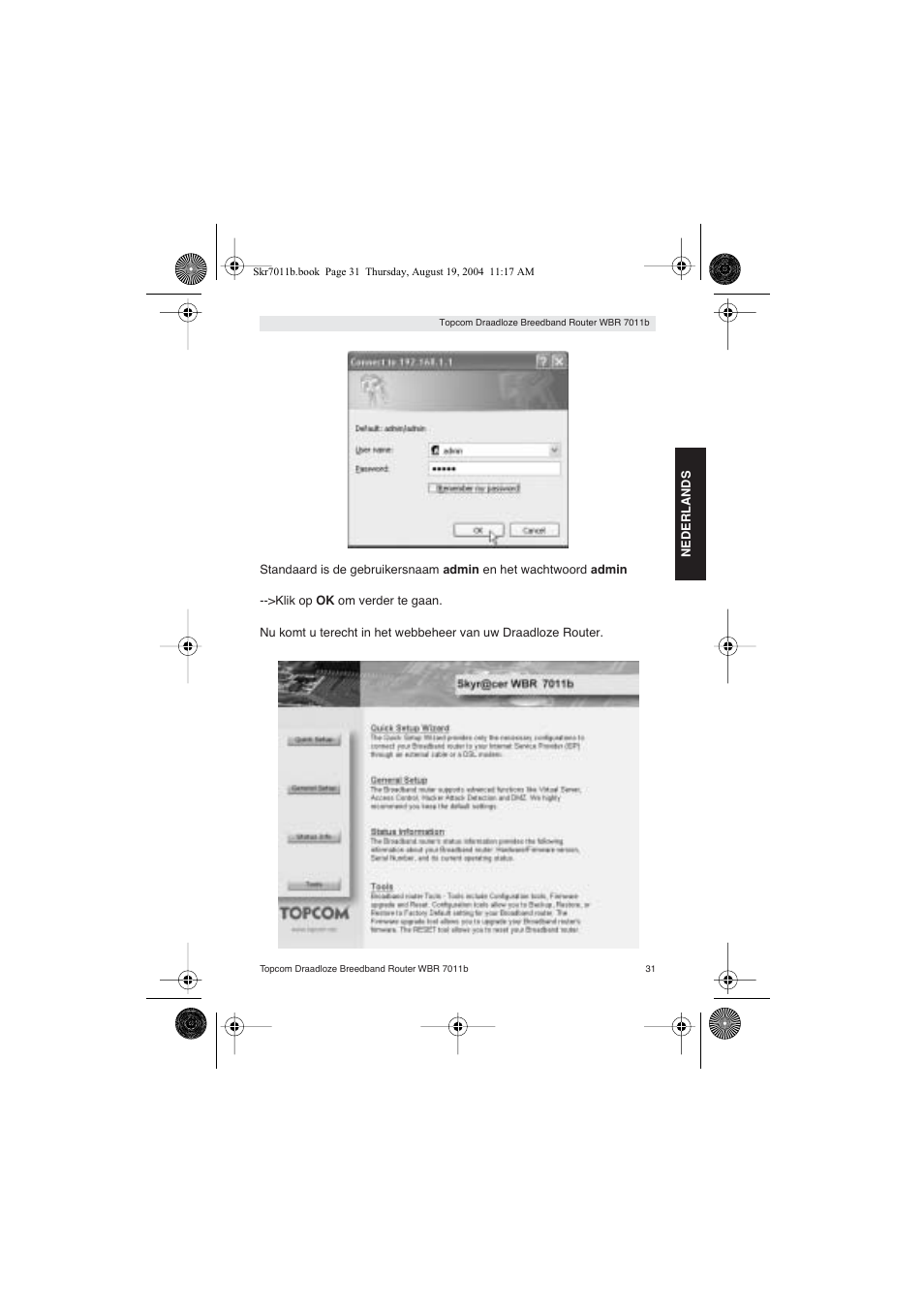 Topcom WBR 7011 B User Manual | Page 31 / 228