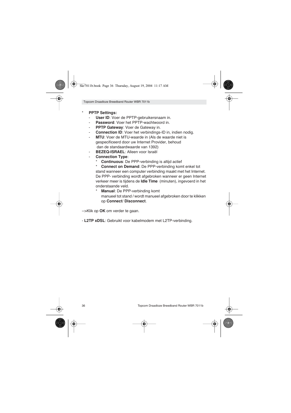 Topcom WBR 7011 B User Manual | Page 36 / 228
