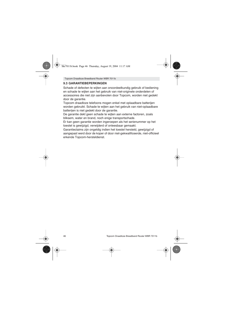 Topcom WBR 7011 B User Manual | Page 46 / 228