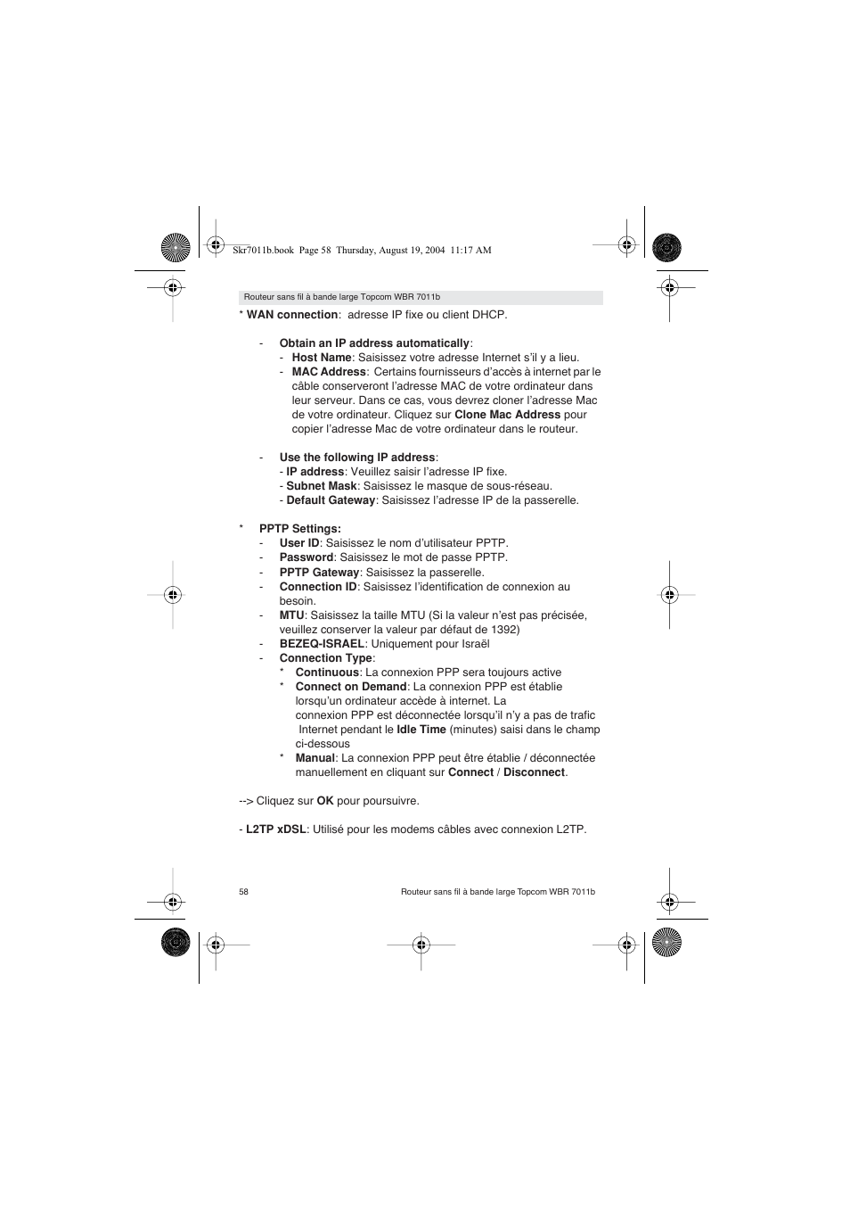 Topcom WBR 7011 B User Manual | Page 58 / 228